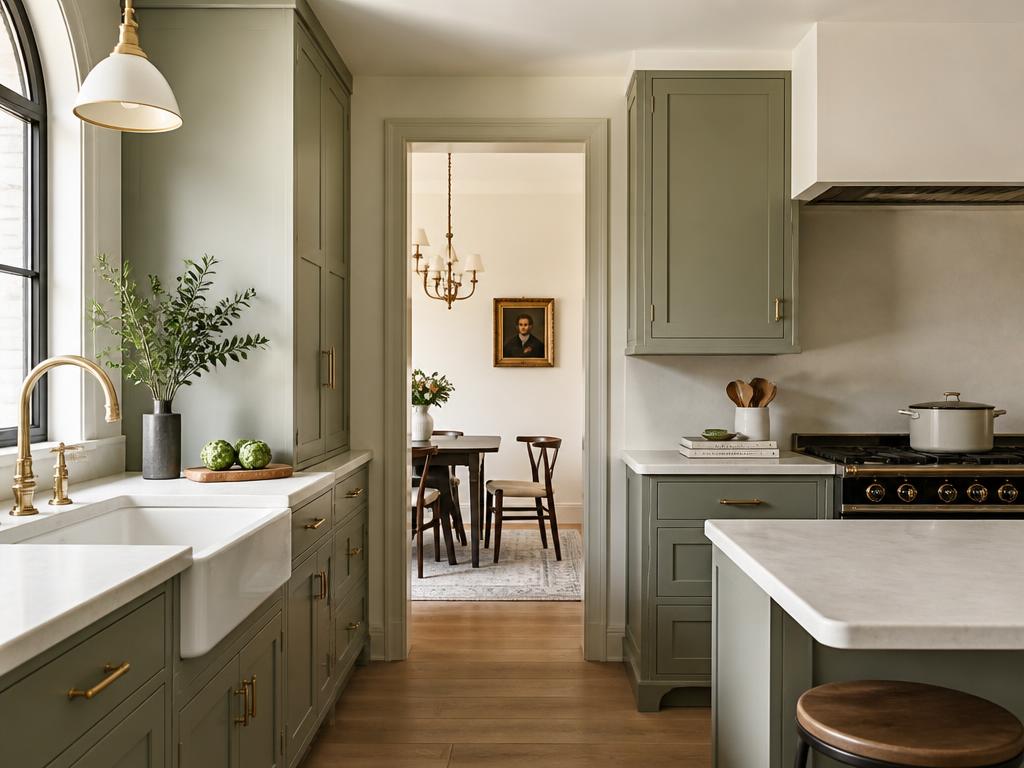 Freshly refinished painted kitchen cabinets in a West Lake Hills home